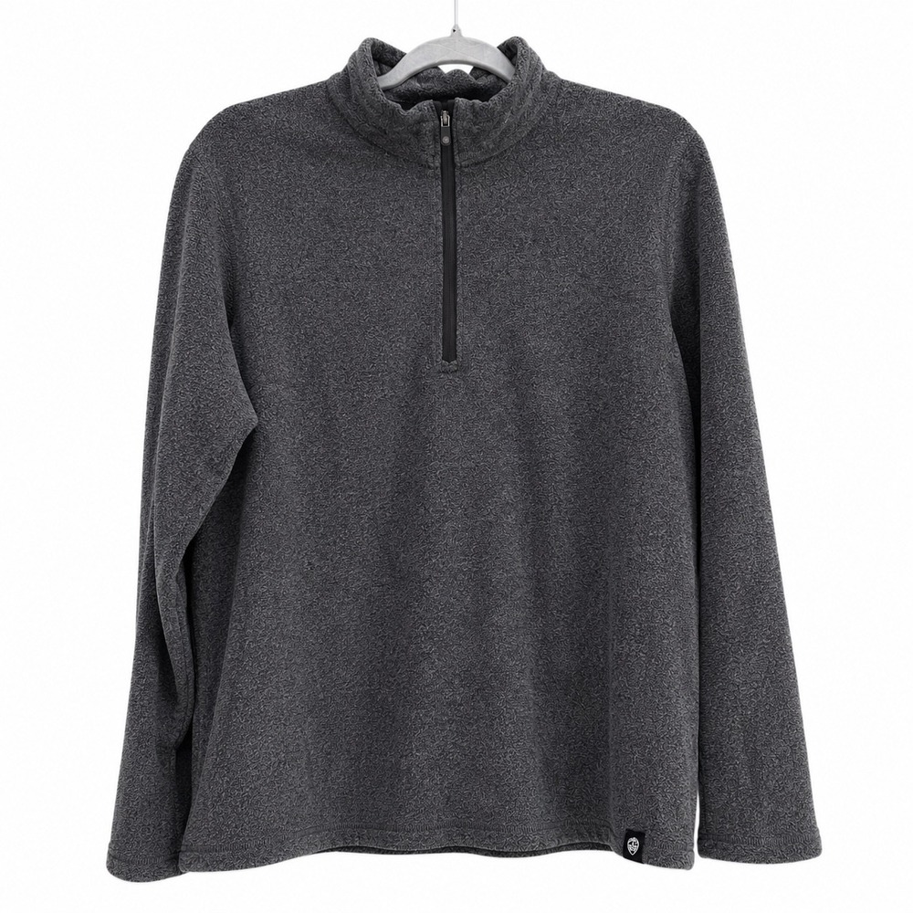 REI Co-op Mens Large Quarter Zip Fleece Pullover Charcoal Grey Outdoors Hiking